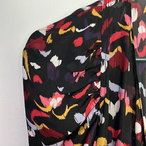 A.L.C. Silk wrap dress black and coral size 4 - Picture 6 of 11